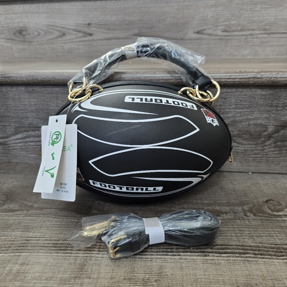 Football Design Women's Handbag - Black and White - Picture 9 of 12